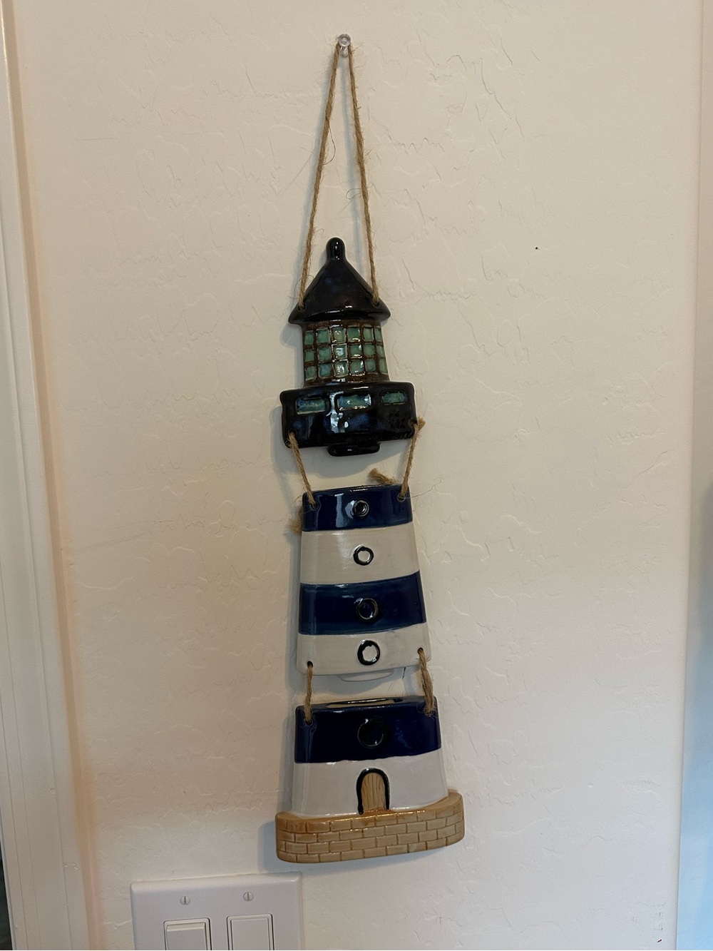 Nautical Ceramic Lighthouse Wall Accent - Blue and White